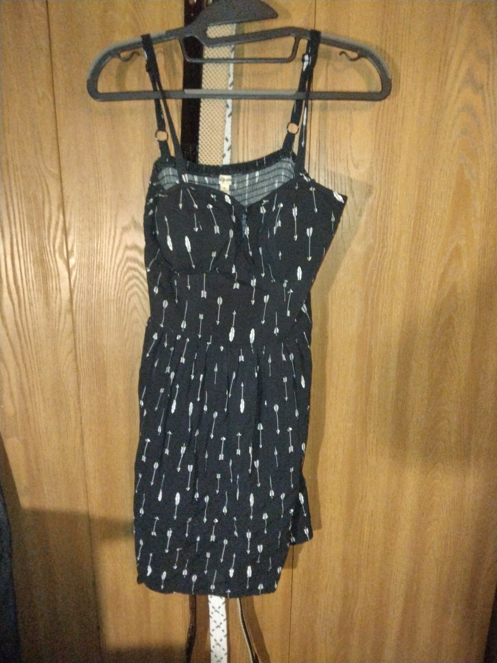 Lily Star Black Mini Dress with White Arrow Print -Sm